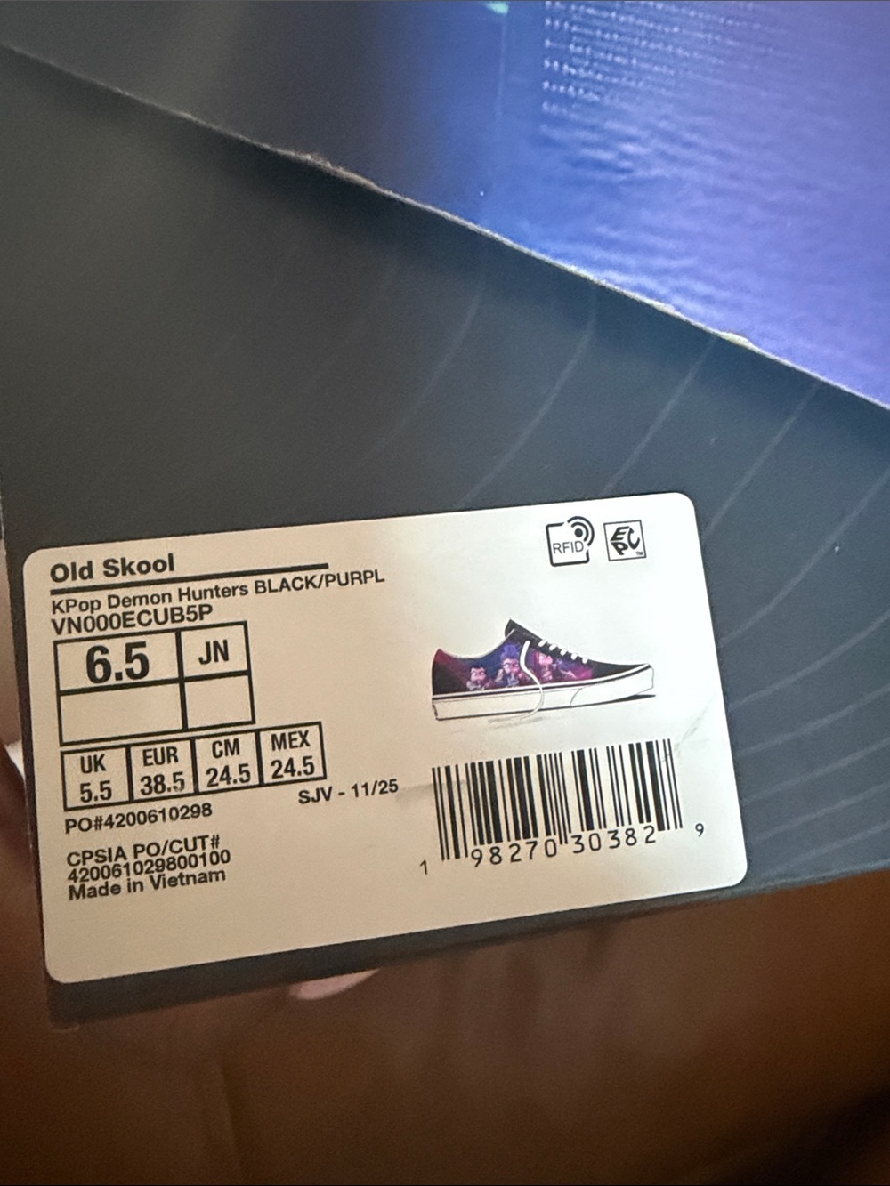 Vans Old Skool Black and Purple KPop Graphic Sneakers